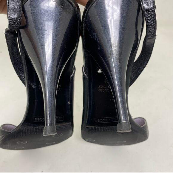 Marc Jacobs Slingback Black Leather peep toe Heel sandals two beads VNTG 10 - Picture 11 of 11